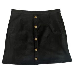 Meyeeka Women's Button Front Faux Suede High Waist A-line Mini Skirt with Pocket